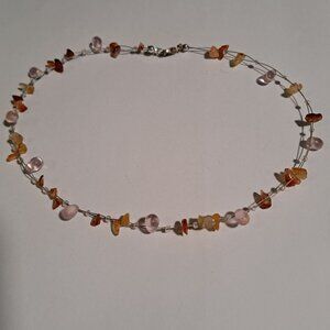 pink orange different shaped beaded necklace